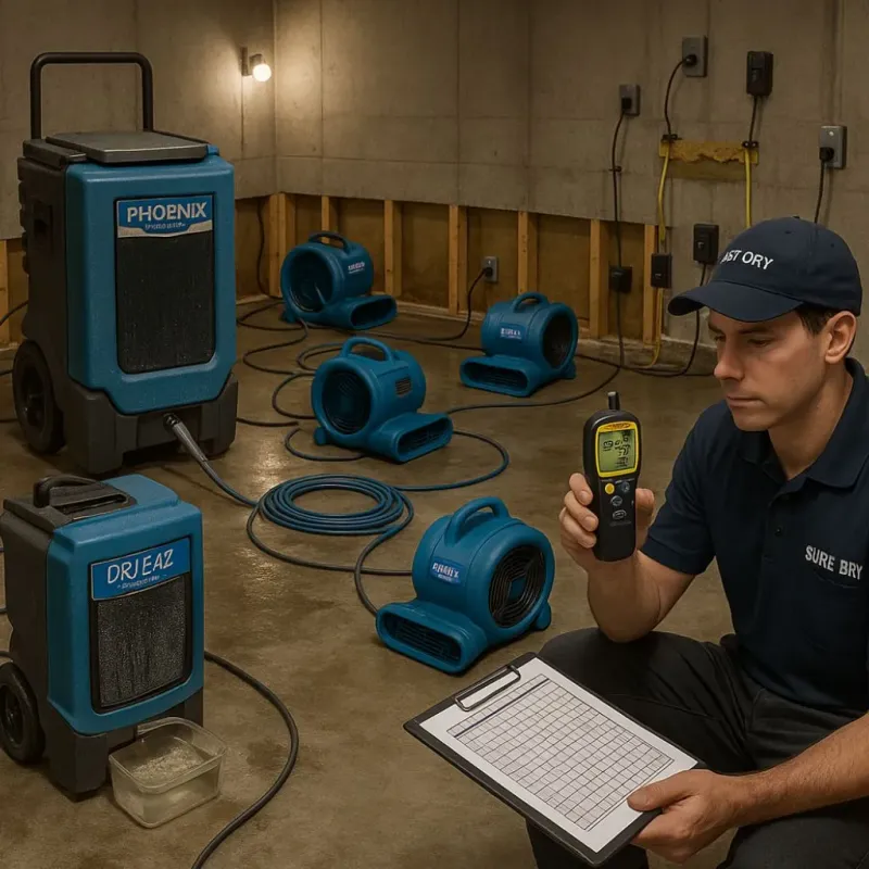 Structural Drying and Dehumidification process in Marble Falls, TX